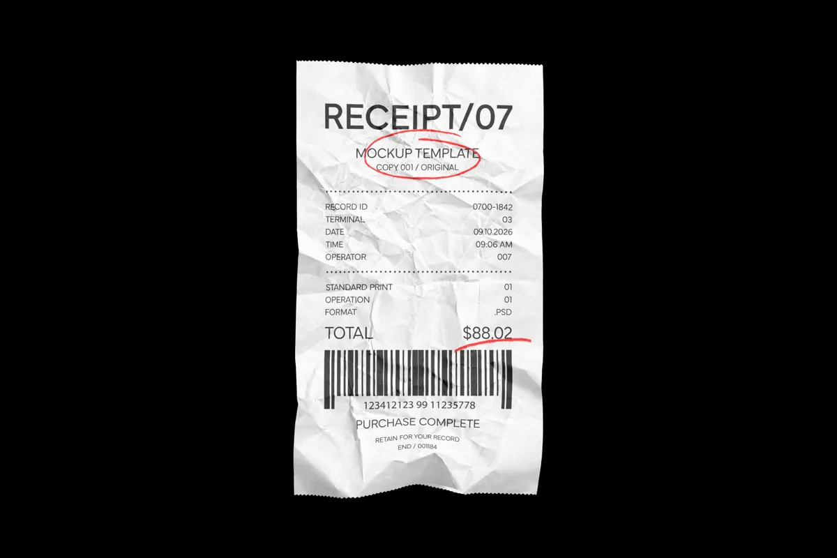12-in-1 Receipt Mockups Bundle