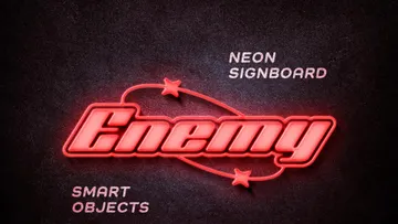 Red Neon Signboard Mockup
