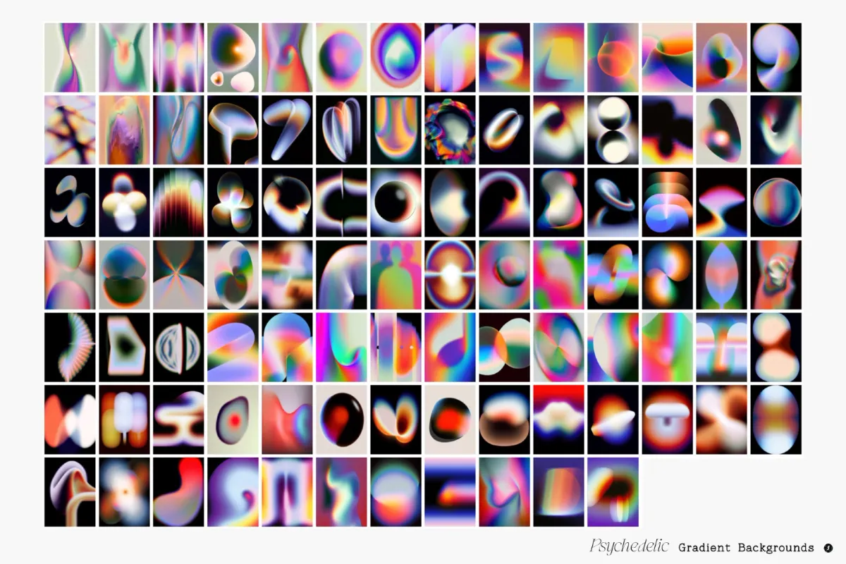 190 Psychedelic Gradient Textures