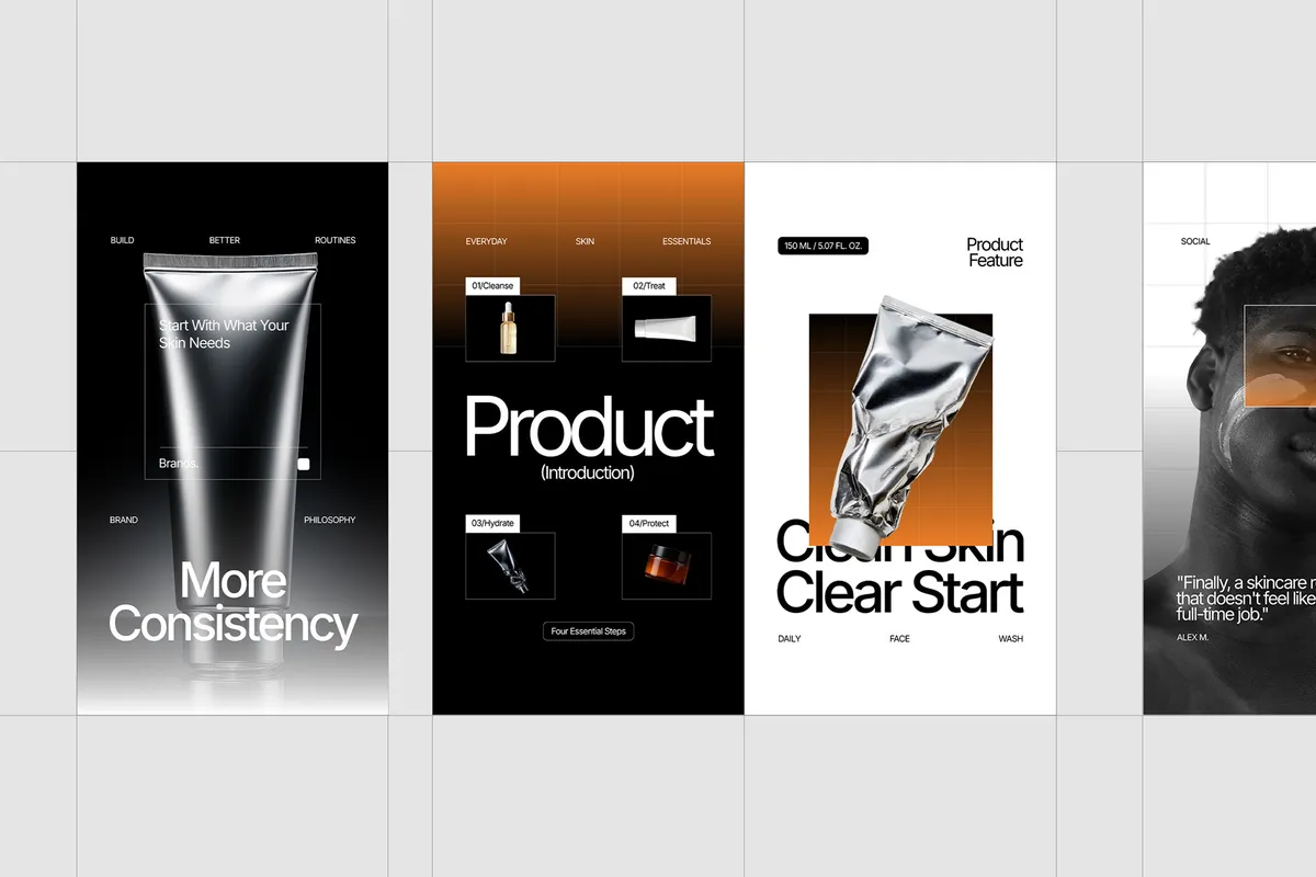 Men's Skincare Brand Instagram Pack - Adobe Template