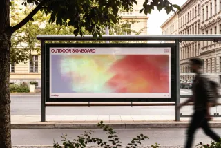 Horizontal Bus Stop Signboard Mockup