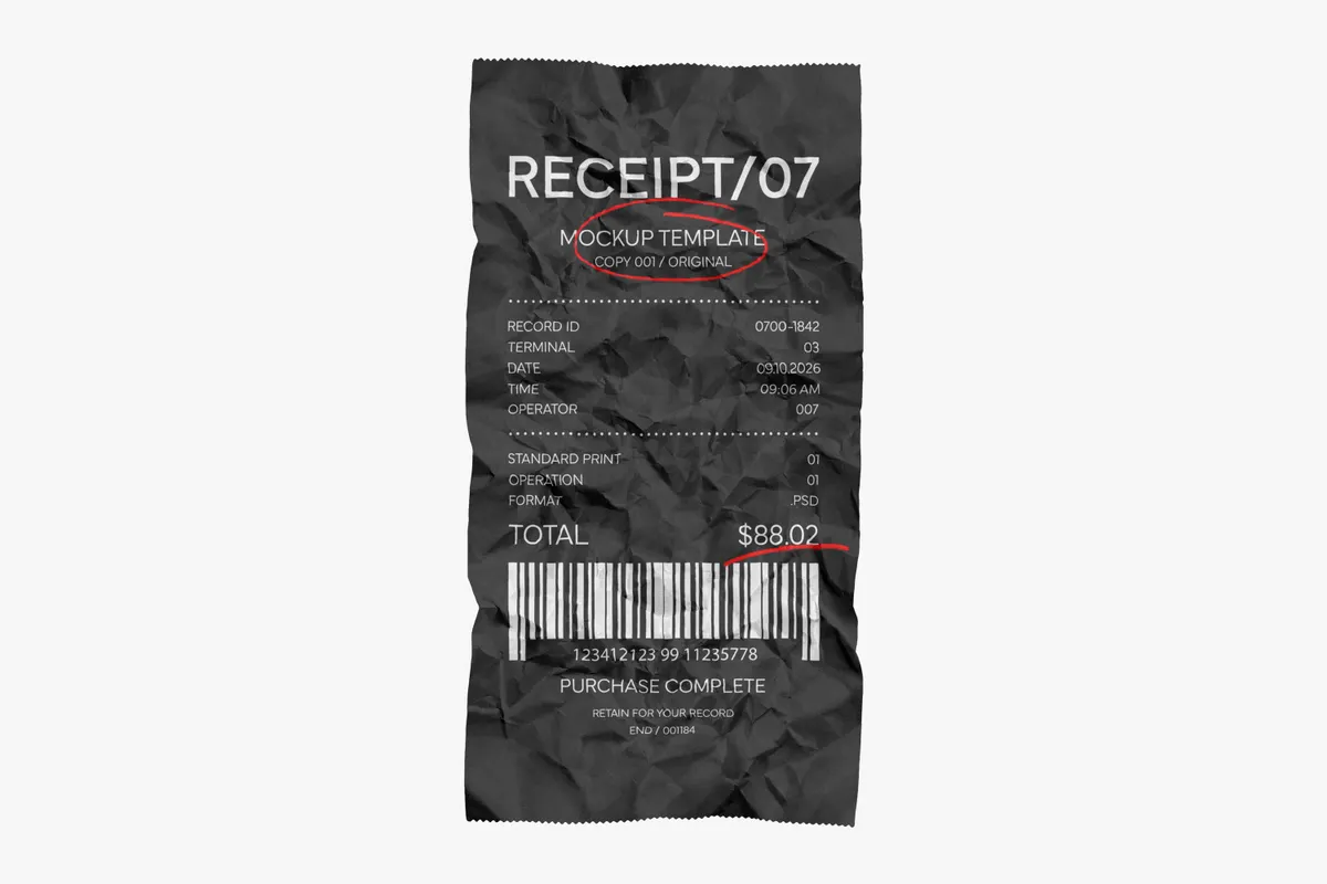 Thermal Paper Receipt Mockup