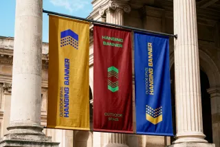 Vertical Fabric Banners Mockup