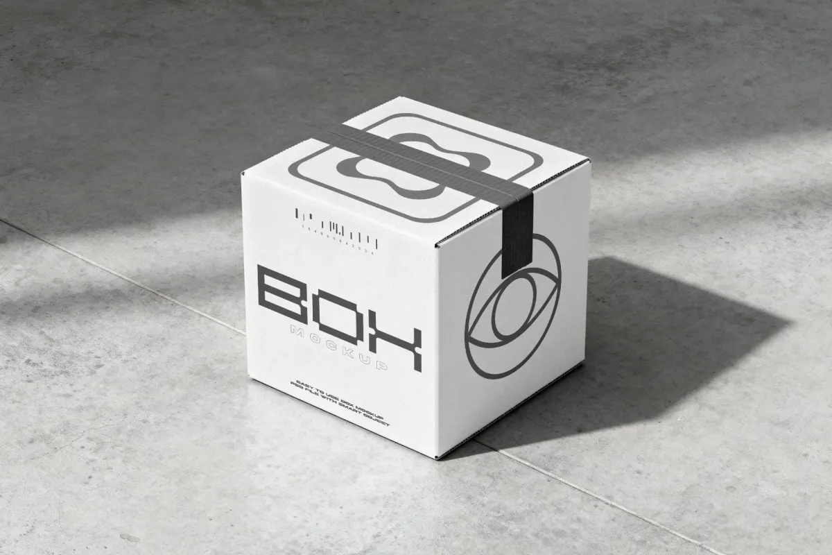 Shipping Box Mockup with Tape Seal