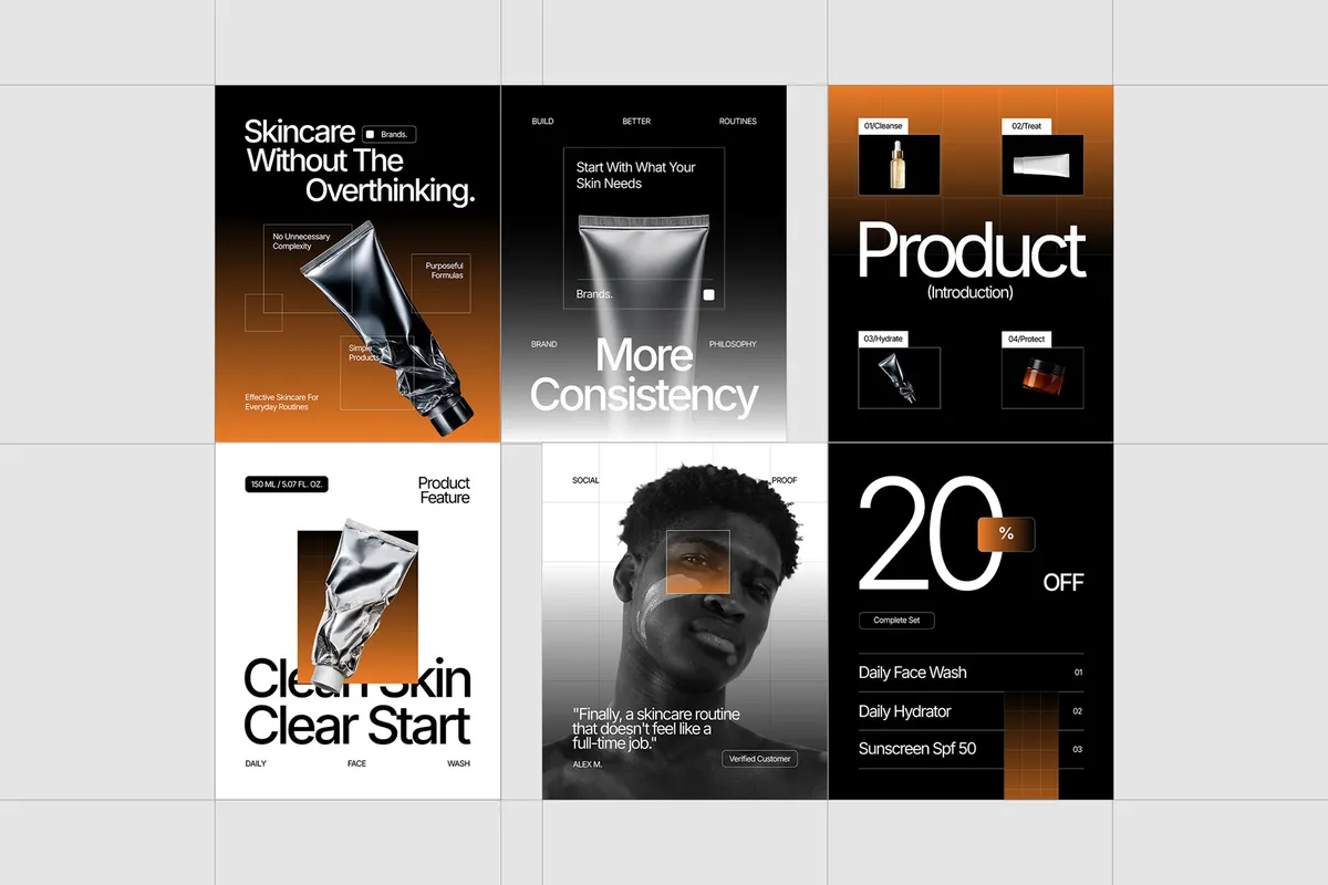 Men's Skincare Brand Instagram Pack - Adobe Template