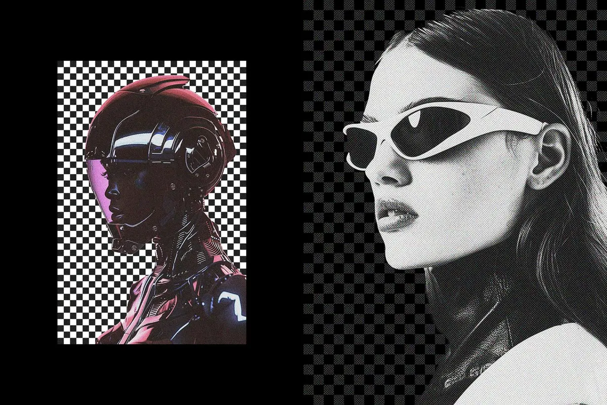 Checkered Halftone Poster Effect
