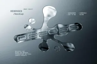 Debossed Glass Metal Mockup