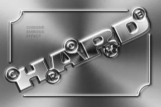 Hard Chrome Emboss Logo Effect
