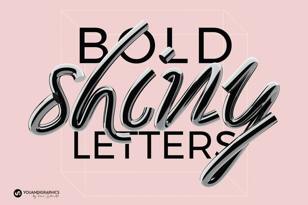 Chrome 3D Lettering Set