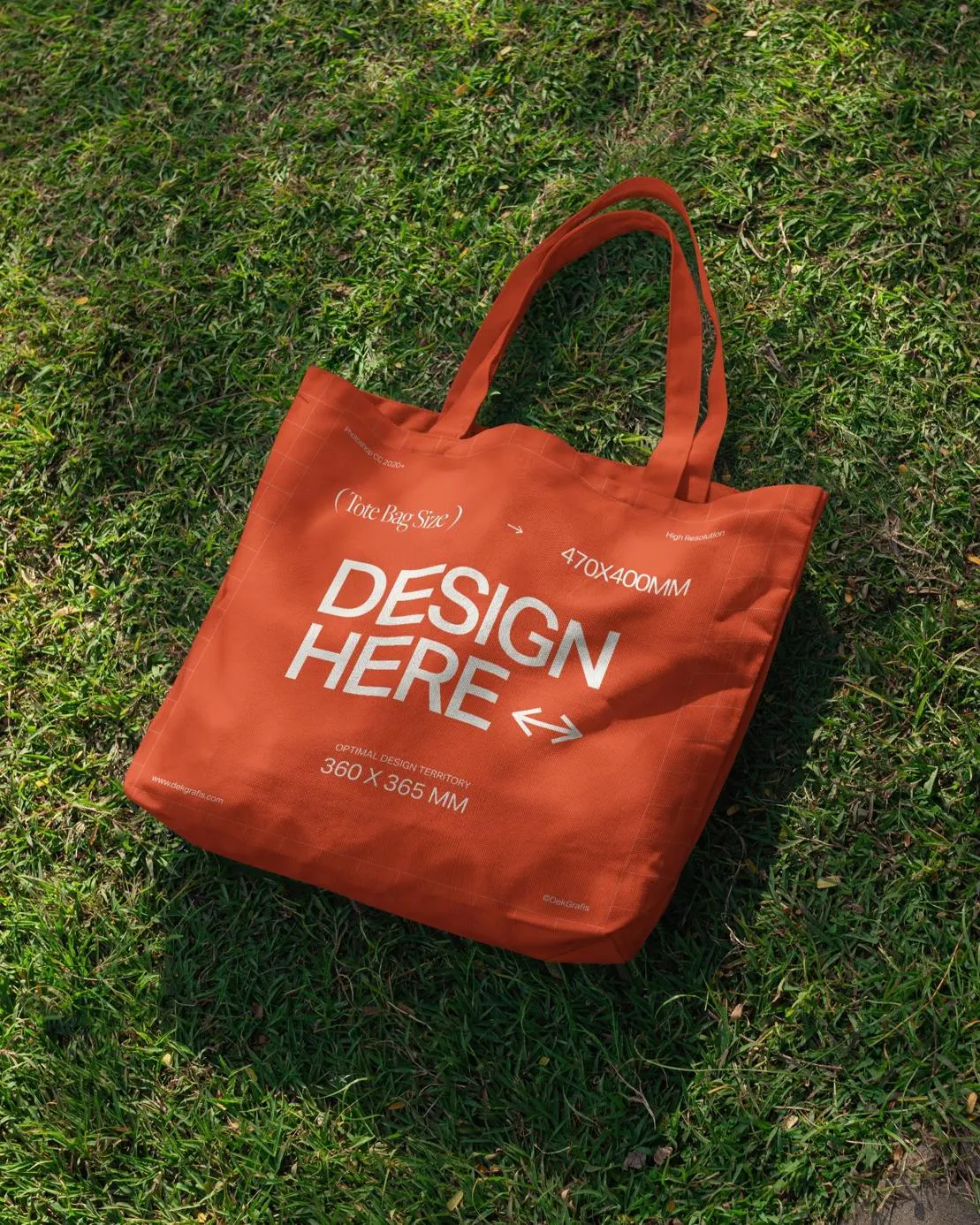 Dropped Tote Bag on Grass Mockup