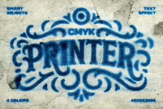 CMYK Ink Retro Printer Text Effect