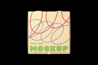 Pizza Box Packaging Mockup Top View