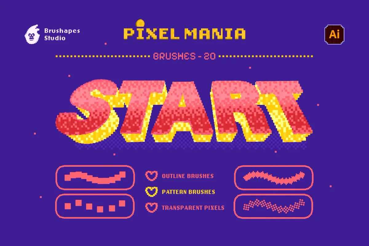 Pixel Mania Illustrator Brushes