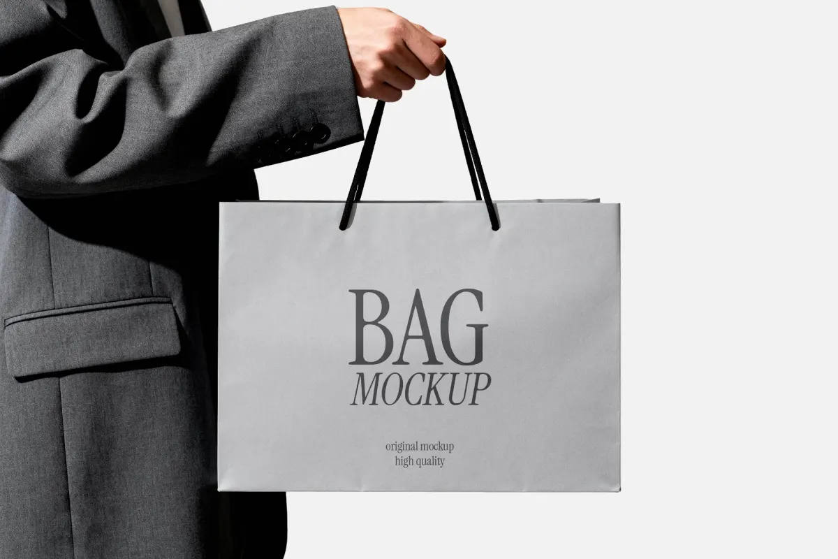Paper Bag Mockup with Cord Handles