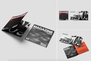 High-Quality Square Magazine Mockup Set