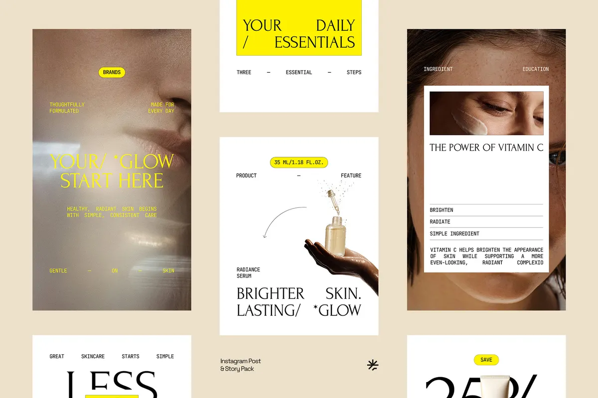 Skincare Instagram Template Pack Adobe Template - Luura