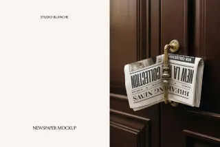 X1958 - Vintage Door Handle Newspaper Mockup