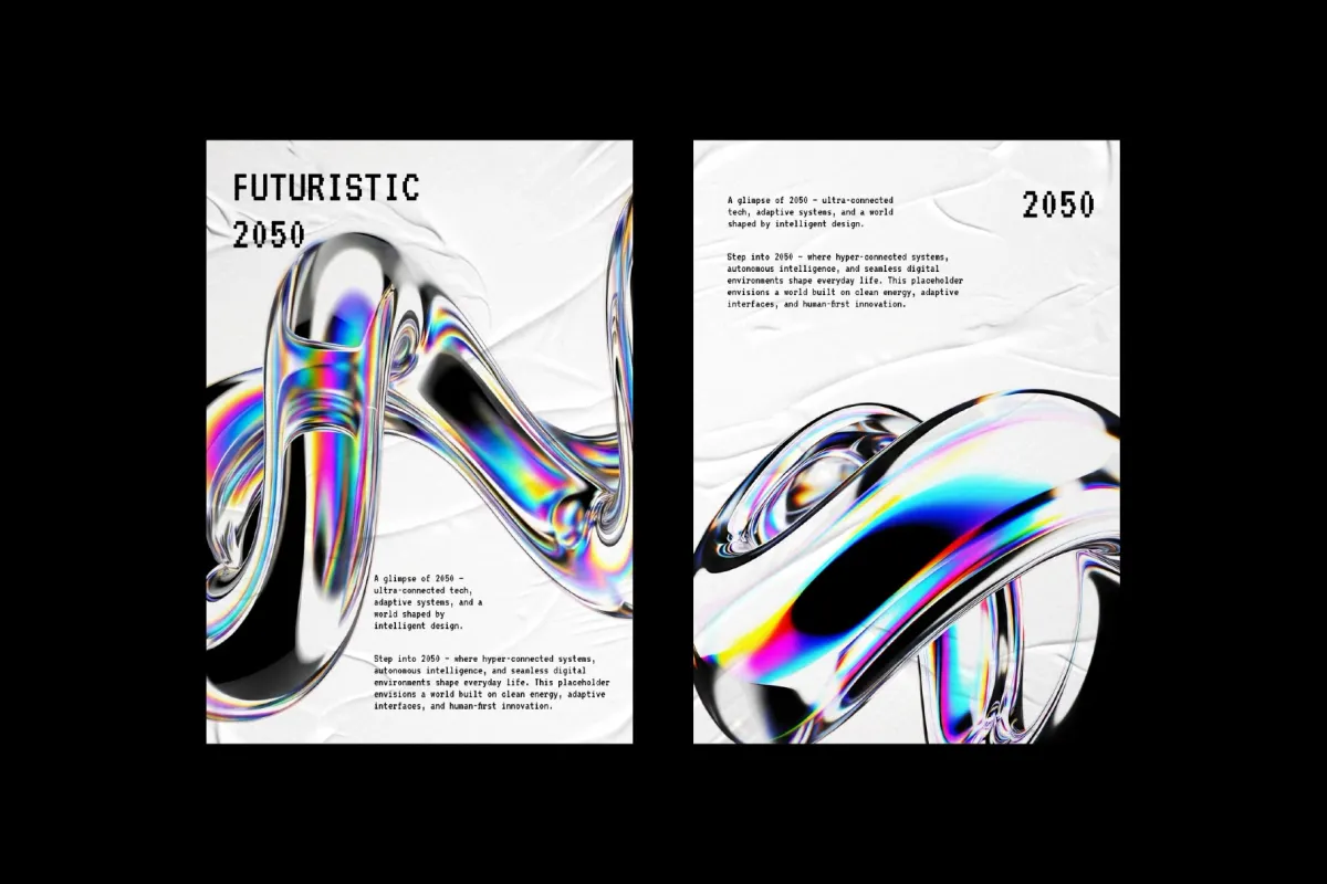 3D Glass Iridescent Shapes Pack