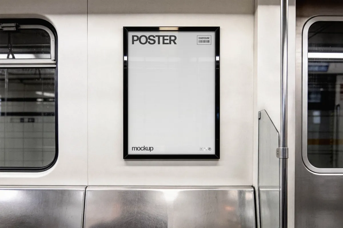 Framed Train Poster Mockup