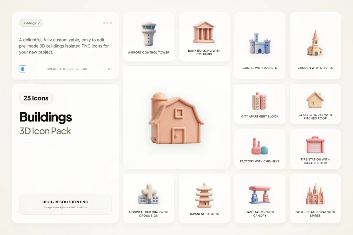 3D Building Icons Pack