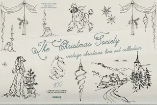 The Christmas Society. Vintage Christmas Line Art
