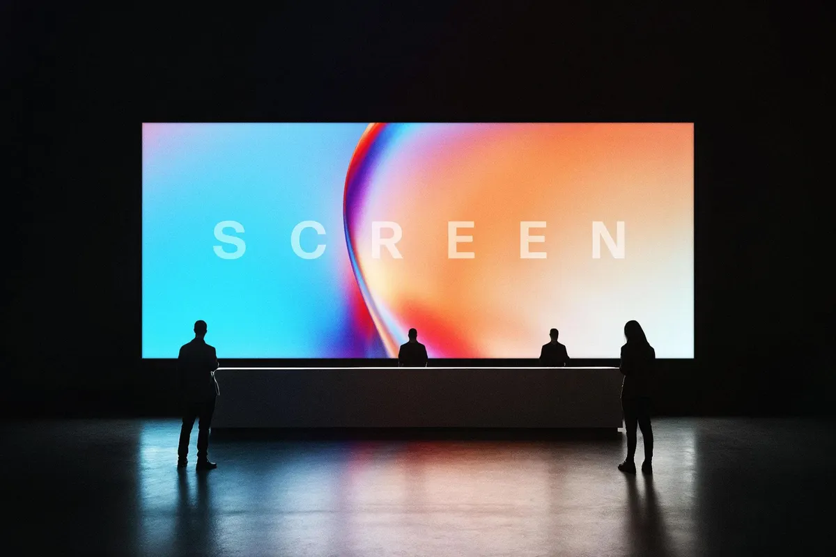 Reception Desk 21:9 Screen Mockup