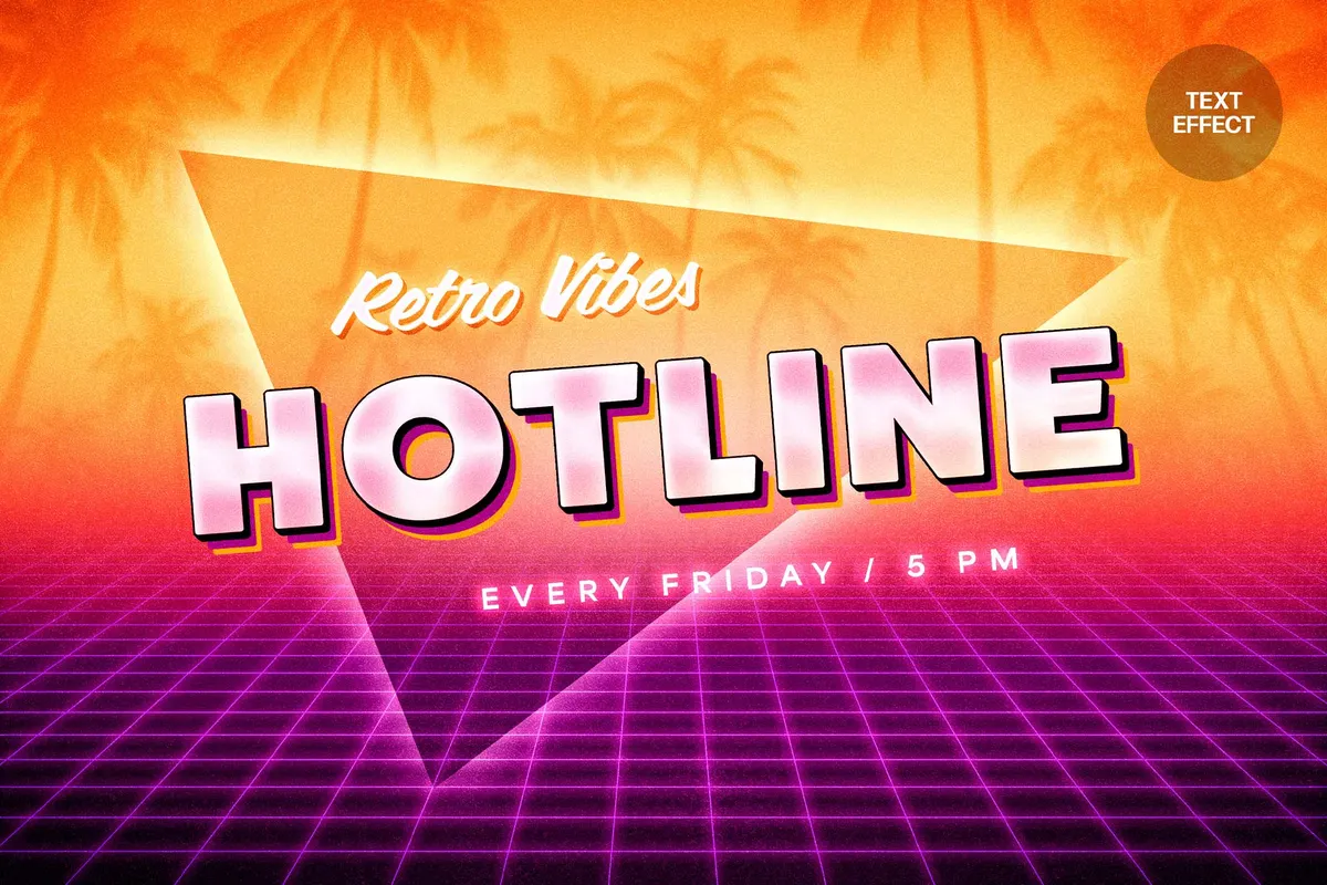 80s Retrowave Text Effect