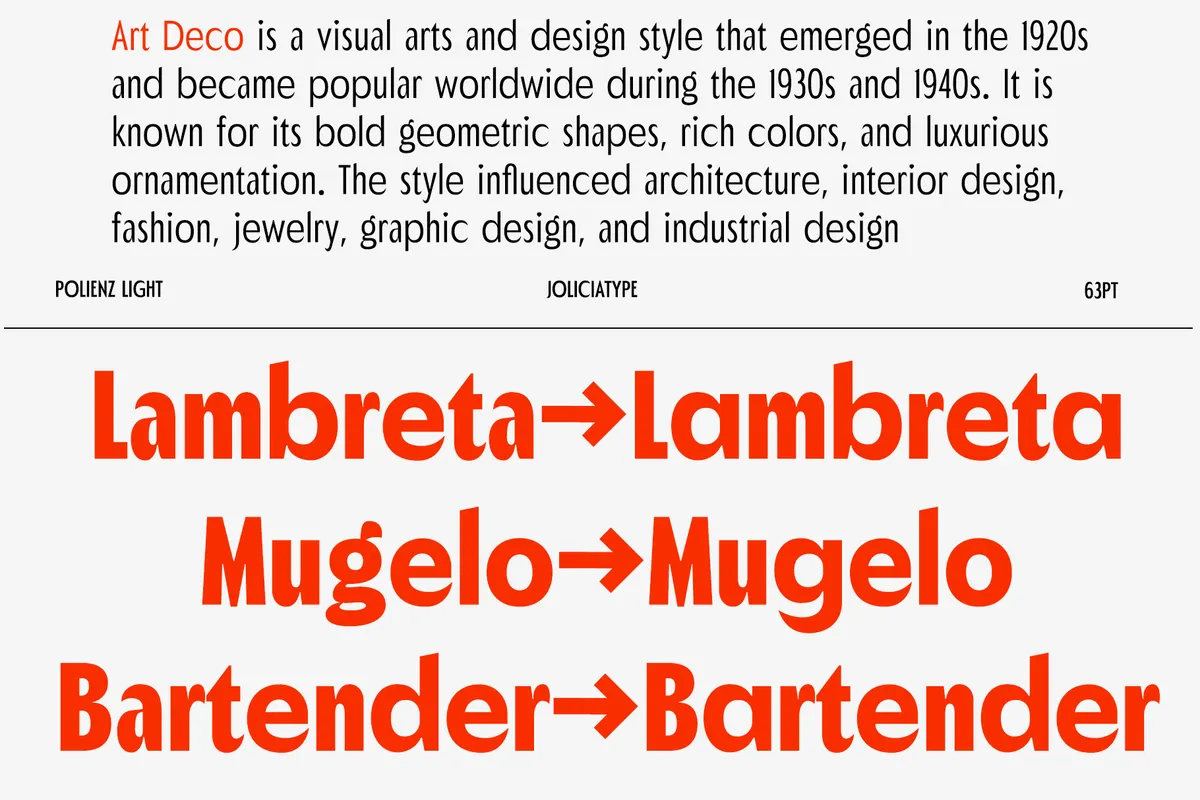 Polienz - Art Deco Sans Serif Family
