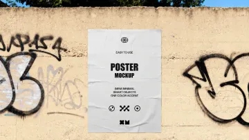 Paper Poster Mockup on Graffiti Wall