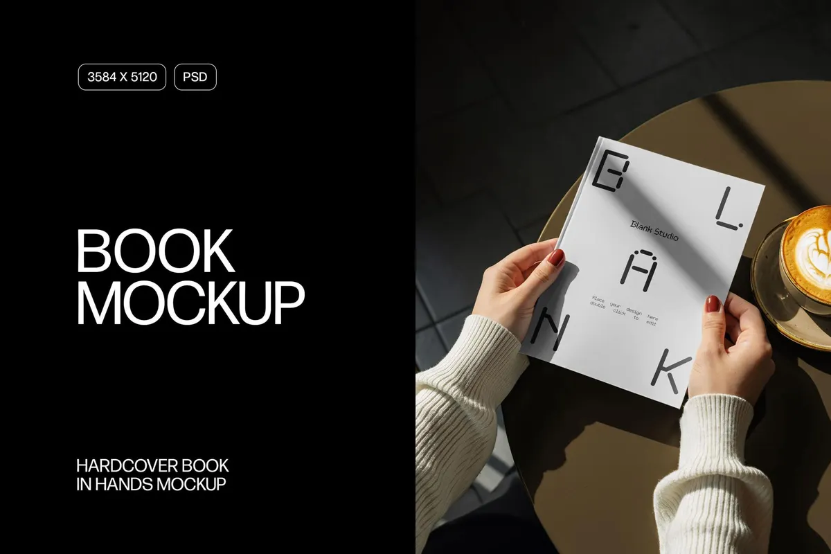 Hardcover Book in Hands Mockup