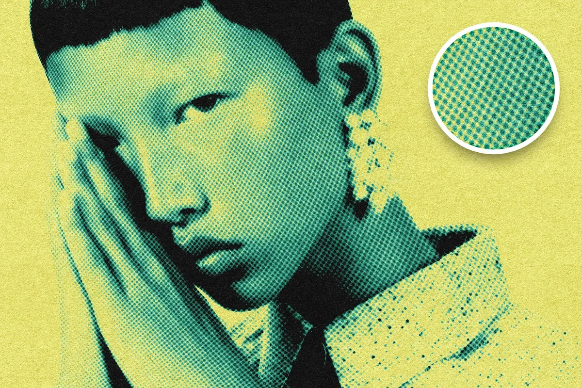 Vintage Riso Halftone Photo Effect