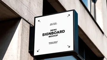 Square Box Sign Mockup