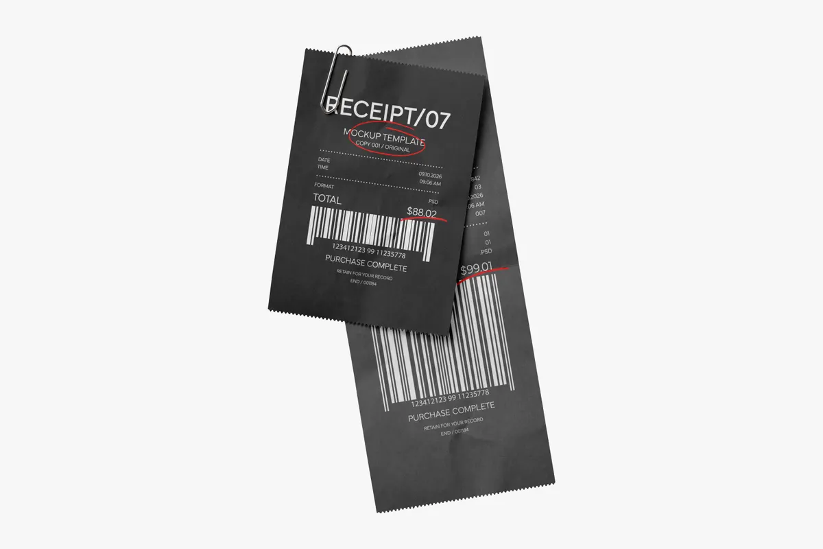 Receipts With Clip Mockup