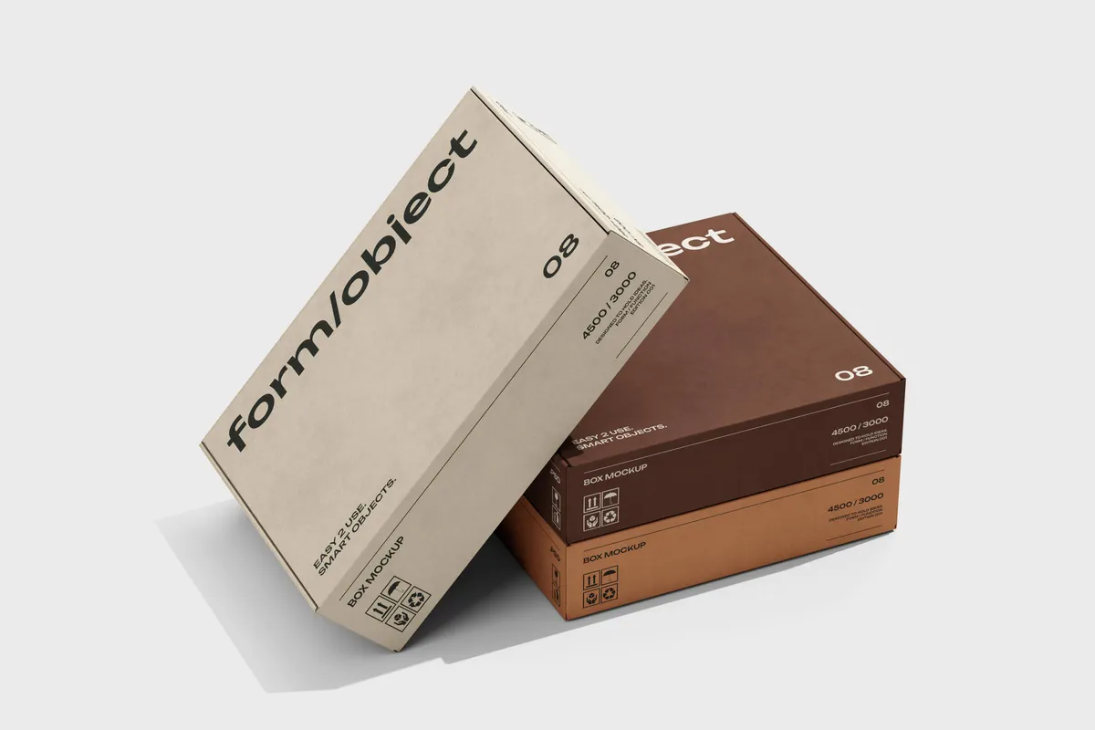 Three Flat Carton Boxes Mockup