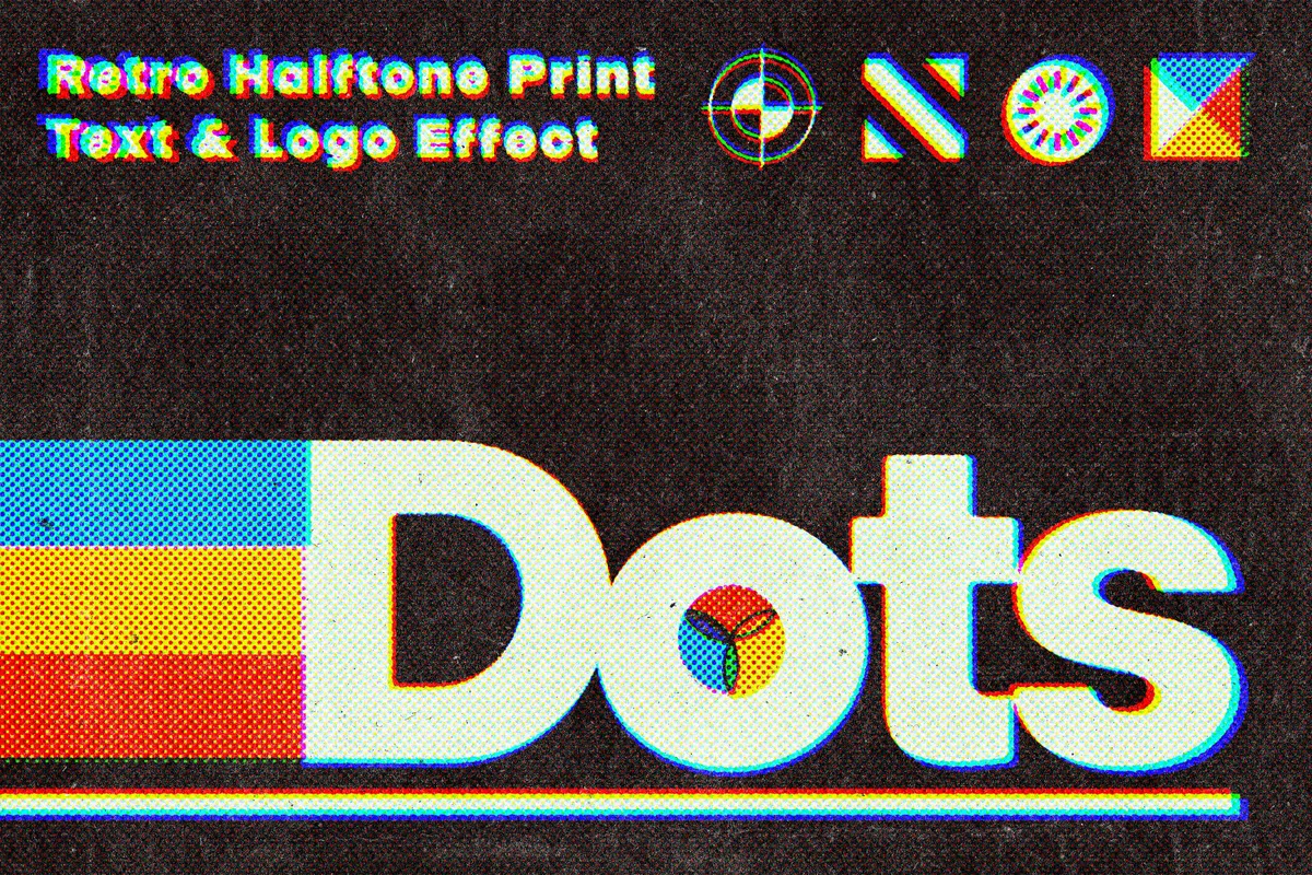Dots Triple Halftone Text Effect
