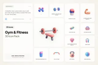 3D Gym & Fitness Icons