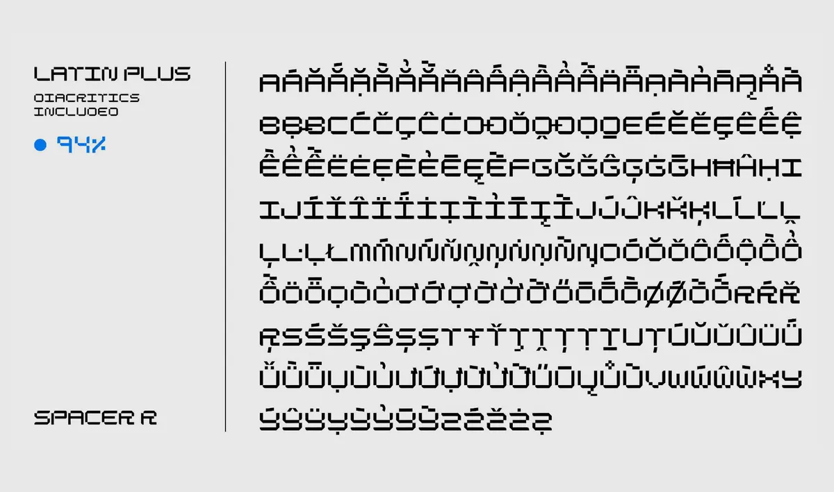 Spacer R | Display Tech Font