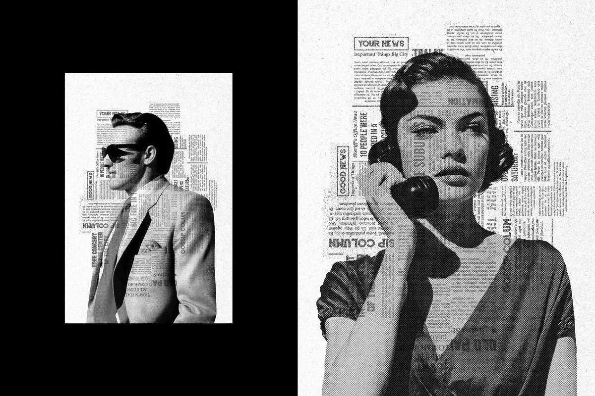 Newspaper Collage Effect