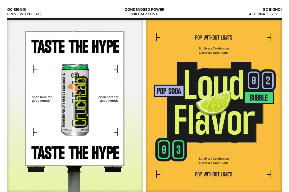 GC Bigno - Condensed Inktrap Grotesk Font