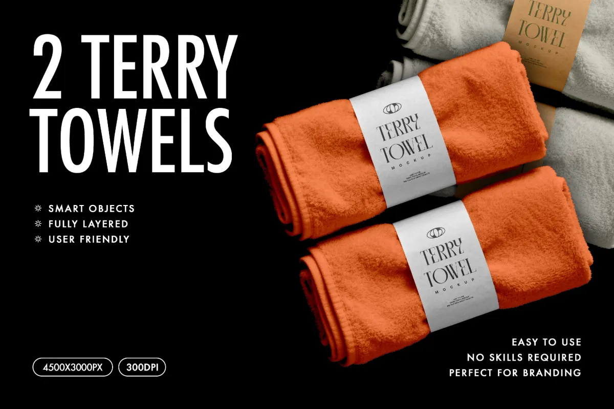 Rolled Towels Mockup with Paper Band