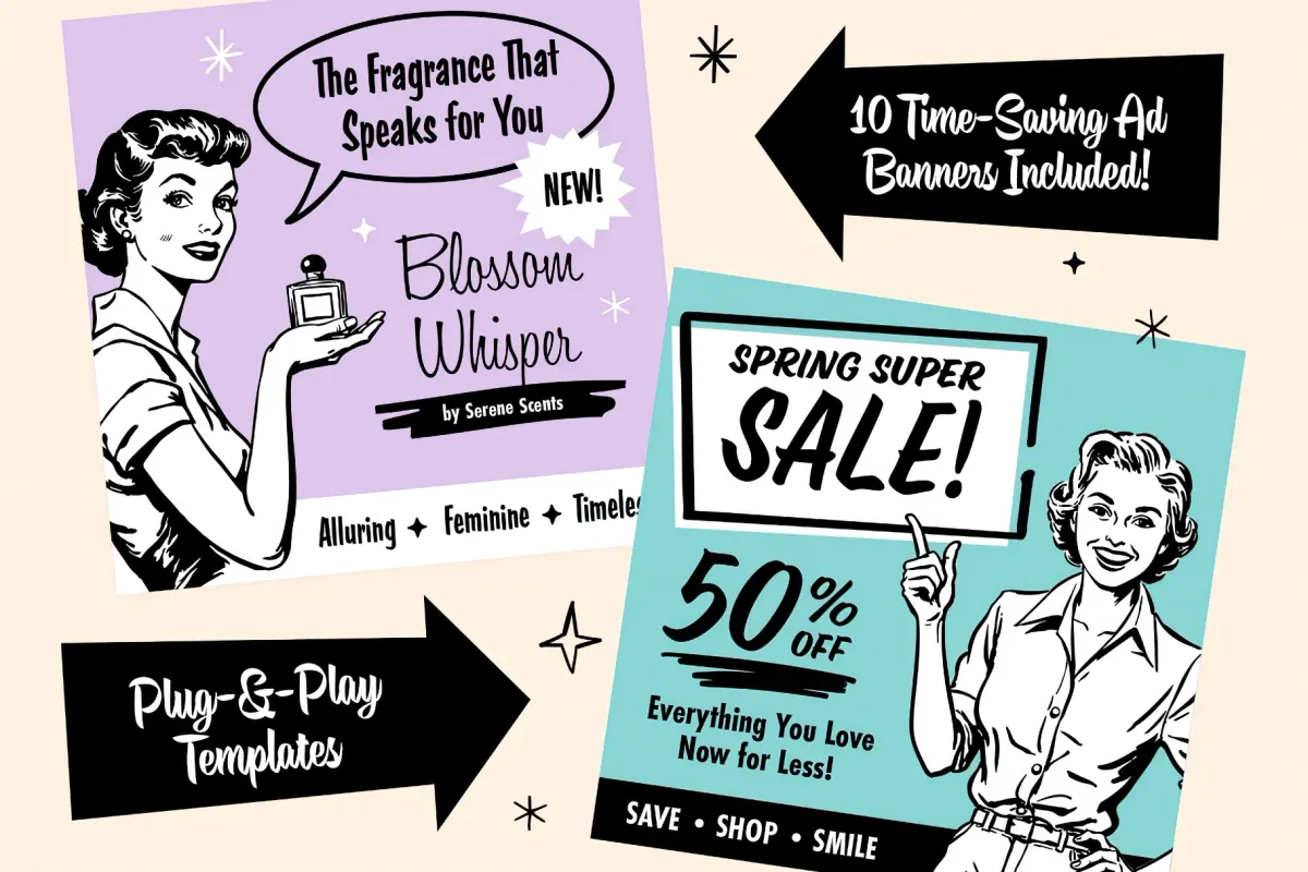 Retro Ad Graphics & Templates