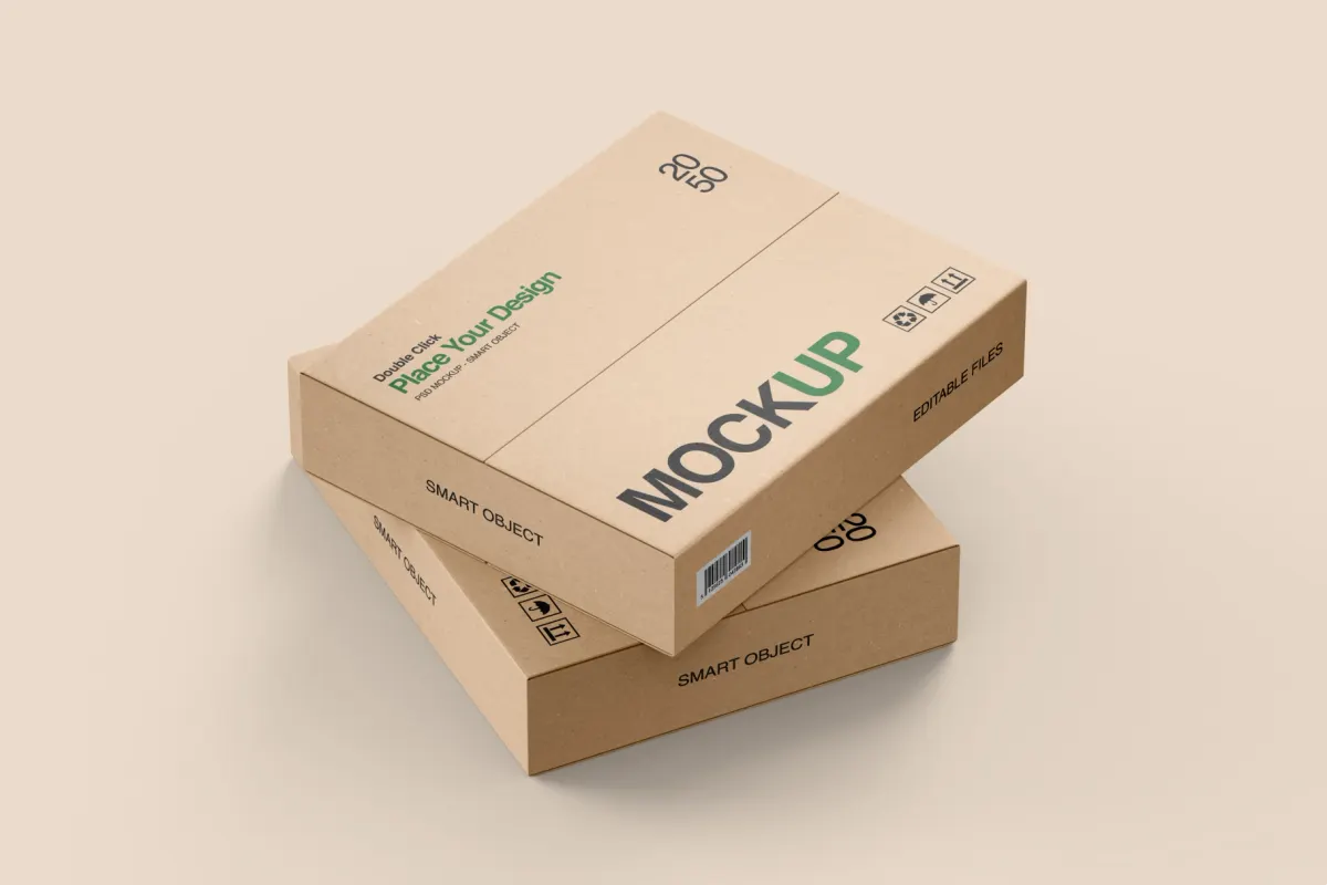 Foldable Cardboard Shipping Box Mockup