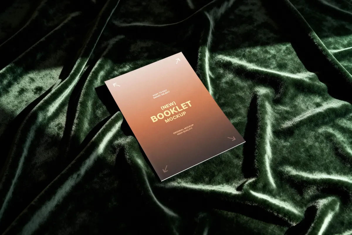 Booklet Mockup on Draped Velvet