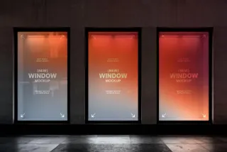 Glowing Storefront Windows Mockup