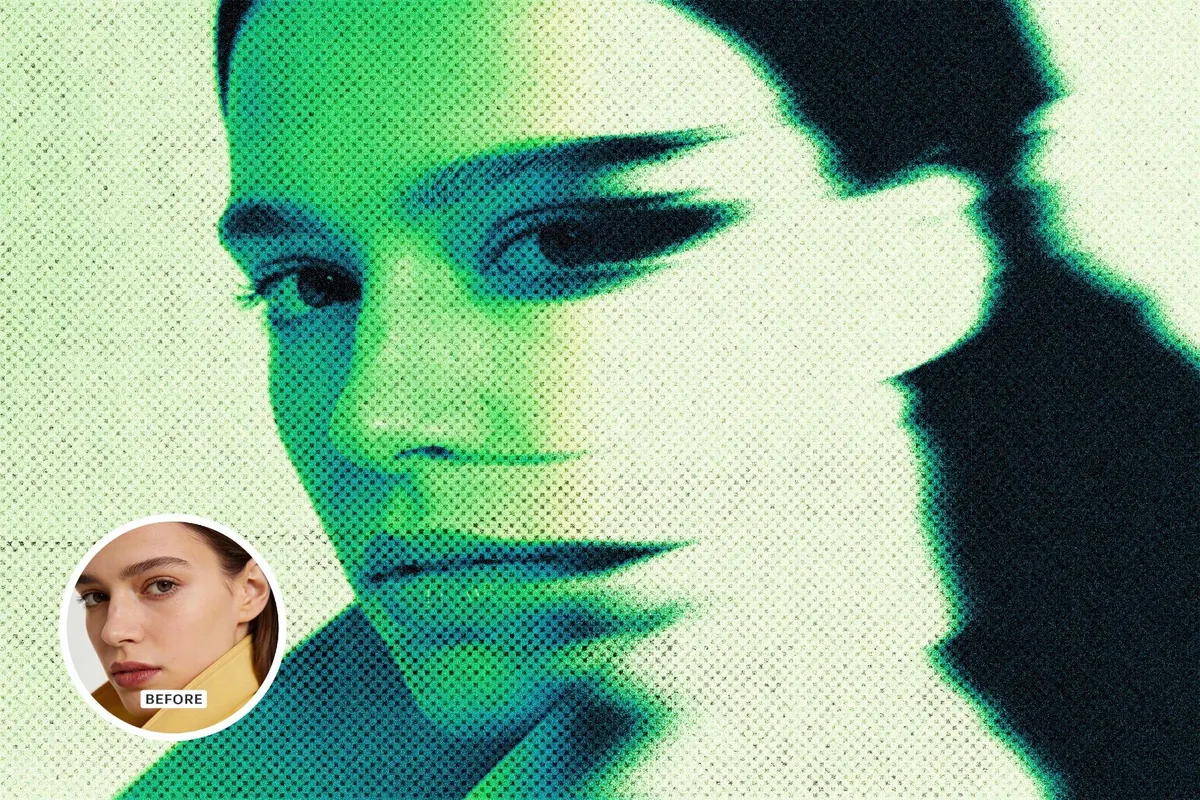 Blurred Halftone Photo Effect