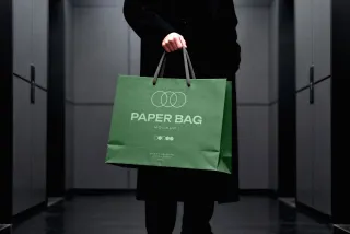 Paper Bag Mockup in Elevator
