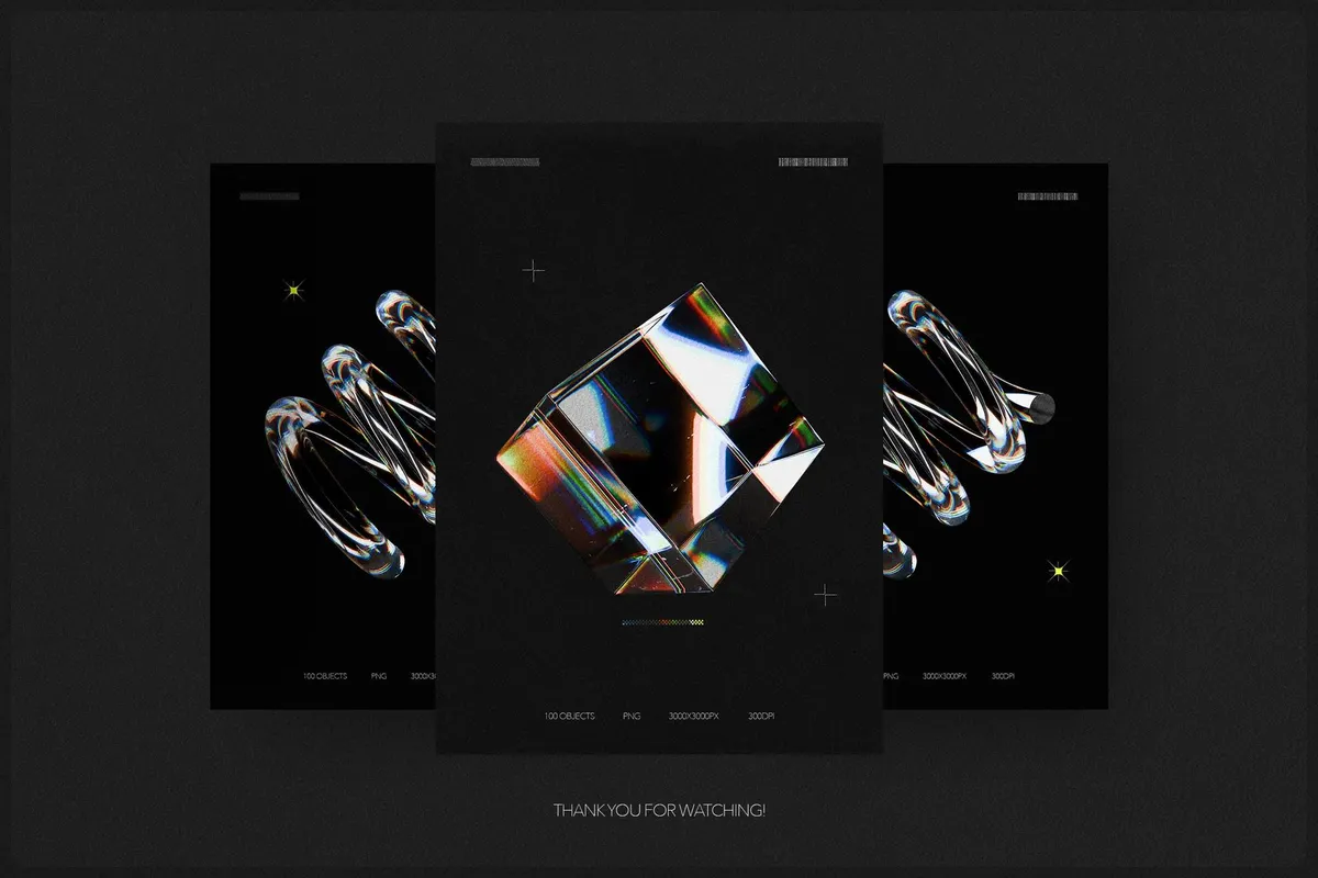 3D Dispersion Glass Shapes
