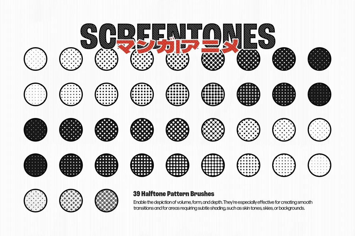 Manga Screentone Photoshop Brushes