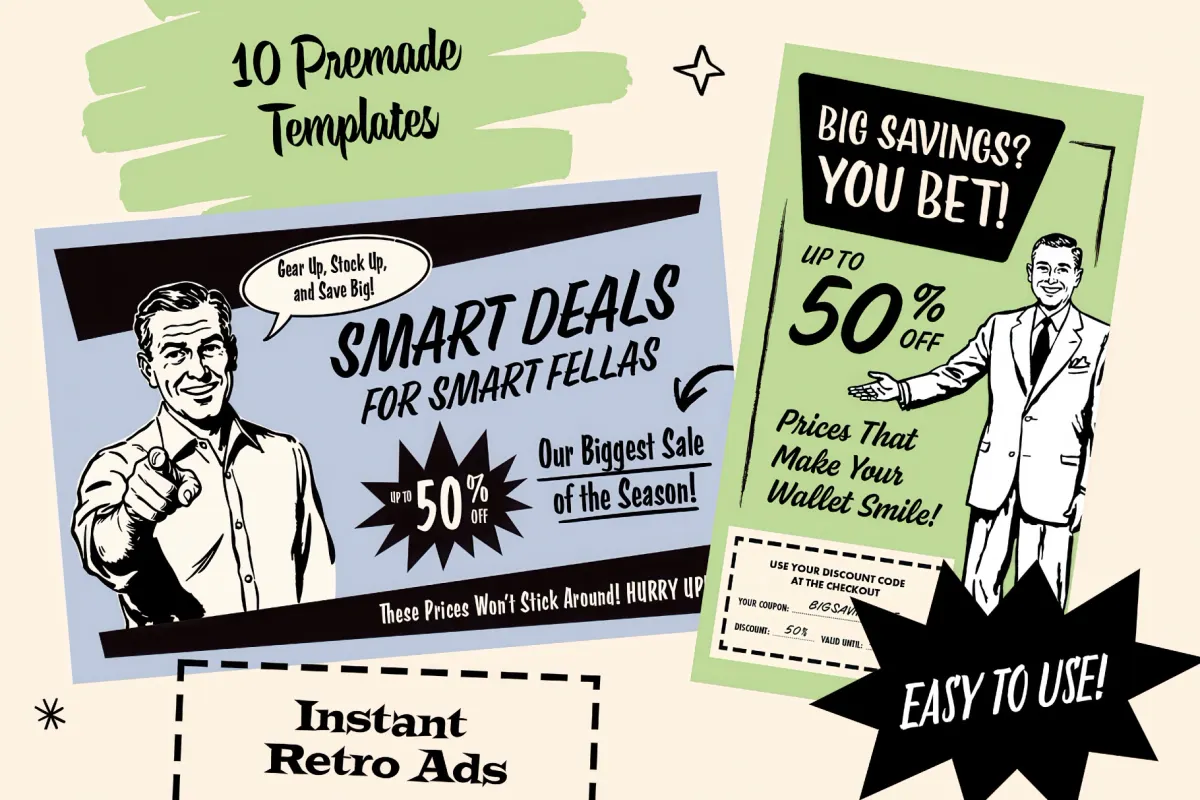 Retro Ad Graphics & Templates
