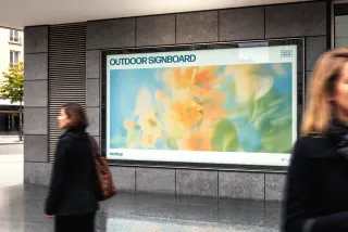 Outdoor Angled Signboard Mockup